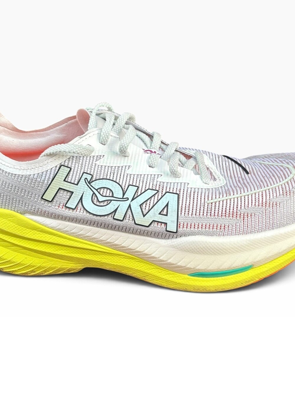 Hoka One One Mach X 2 Running Shoes Size Men's 11.5D White Neon Green Gym